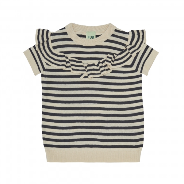 FUB Strickpullover kurzarm - ecru navy